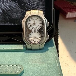 Philip Stein Silver Watch with White and Black Dial $250